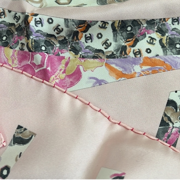 Chanel Scarf Silk Pink Multi with Certificate Of Authenticity LNC - Picture 8 of 9